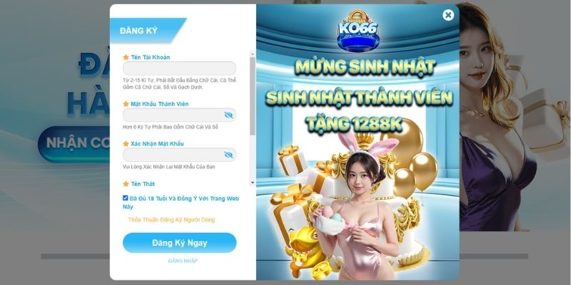 Đăng ký Ko66 dễ dàng với các thông tin cơ bản